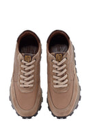 Erkek Vizon Bağcıklı Deri Sneaker | Derimod Erkek Vizon Bağcıklı Deri Sneaker | Derimod