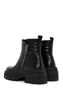 Women's Black Zippered Leather Boots | Derimod Women's Black Zippered Leather Boots | Derimod