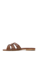Women's Tan Leather Slippers | Derimod Women's Tan Leather Slippers | Derimod