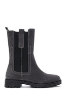Women's Anthracite Suede Leather Chelsea Boots | Derimod Women's Anthracite Suede Leather Chelsea Boots | Derimod