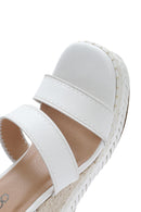 Women's White Ankle Buckle Wedge Heel Espadrille Sandals | Derimod Women's White Ankle Buckle Wedge Heel Espadrille Sandals | Derimod