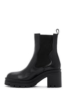 Women's Black Leather Heeled Chelsea Boots | Derimod Women's Black Leather Heeled Chelsea Boots | Derimod