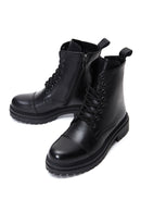 Women's Black Leather Lace-Up Boots | Derimod Women's Black Leather Lace-Up Boots | Derimod