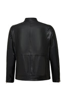 Middleton Men's Black Slim-Fit Short Leather Jacket | Derimod Middleton Men's Black Slim-Fit Short Leather Jacket | Derimod