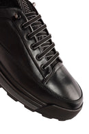 Erkek Siyah Bağcıklı Deri Sneaker | Derimod Erkek Siyah Bağcıklı Deri Sneaker | Derimod