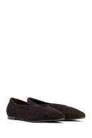 Woman Brown Suede Leather Babet | Derimod Woman Brown Suede Leather Babet | Derimod