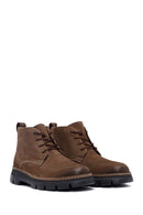 Men's Brown Lace-up Nubuck Leather Casual Boot | Derimod Men's Brown Lace-up Nubuck Leather Casual Boot | Derimod