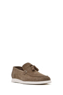 Erkek Bej Püsküllü Süet Deri Casual Loafer | Derimod Erkek Bej Püsküllü Süet Deri Casual Loafer | Derimod