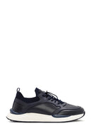 Erkek Lacivert Bağcıklı Deri Sneaker | Derimod Erkek Lacivert Bağcıklı Deri Sneaker | Derimod