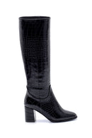 Women's Crocodile Patterned Heeled Boots | Derimod Women's Crocodile Patterned Heeled Boots | Derimod