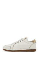 Women's Cream Lace-Up Leather Sneakers | Derimod Women's Cream Lace-Up Leather Sneakers | Derimod