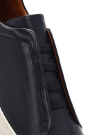 Erkek Lacivert Lastikli Deri Sneaker | Derimod Erkek Lacivert Lastikli Deri Sneaker | Derimod