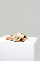Bead Embroidered Gold Women's Slippers | Derimod Bead Embroidered Gold Women's Slippers | Derimod