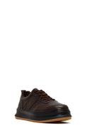 Men's Brown Lace-Up Thick-Soled Leather Sneaker | Derimod Men's Brown Lace-Up Thick-Soled Leather Sneaker | Derimod