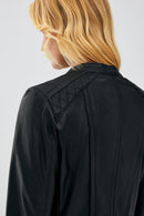 Paris Women's Black Short Leather Jacket | Derimod Paris Women's Black Short Leather Jacket | Derimod