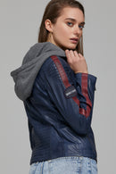 Takeoff Women's Blue Leather Jacket | Derimod Takeoff Women's Blue Leather Jacket | Derimod