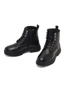 Women's Black Zippered Thick-Soled Leather Ankle Boots | Derimod Women's Black Zippered Thick-Soled Leather Ankle Boots | Derimod