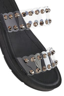 Women's Black Transparent Stone Slippers | Derimod Women's Black Transparent Stone Slippers | Derimod