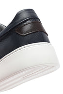 Men's Navy Blue Lace-Up Leather Sneaker | Derimod Men's Navy Blue Lace-Up Leather Sneaker | Derimod
