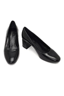 Women's Black Thick Heeled Leather Shoes | Derimod Women's Black Thick Heeled Leather Shoes | Derimod