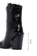 Women's Black Leather Heeled Cowboy Boots | Derimod Women's Black Leather Heeled Cowboy Boots | Derimod