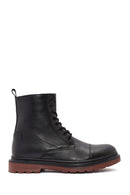 Men's Black Zippered Lace-Up Leather Combat Boots | Derimod Men's Black Zippered Lace-Up Leather Combat Boots | Derimod