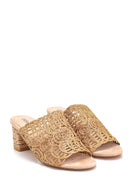 Women's Straw Heeled Slippers | Derimod Women's Straw Heeled Slippers | Derimod