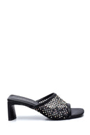 Women's Stone Detailed Heeled Slippers | Derimod Women's Stone Detailed Heeled Slippers | Derimod