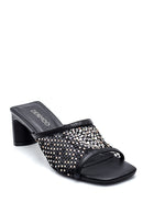 Women's Stone Detailed Heeled Slippers | Derimod Women's Stone Detailed Heeled Slippers | Derimod
