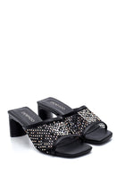 Women's Stone Detailed Heeled Slippers | Derimod Women's Stone Detailed Heeled Slippers | Derimod