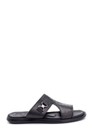 Men's Leather Printed Slippers | Derimod Men's Leather Printed Slippers | Derimod
