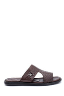 Men's Leather Printed Slippers | Derimod Men's Leather Printed Slippers | Derimod