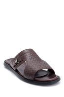 Men's Leather Printed Slippers | Derimod Men's Leather Printed Slippers | Derimod