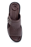 Men's Leather Printed Slippers | Derimod Men's Leather Printed Slippers | Derimod