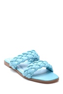 Women's Blue Braided Slippers | Derimod Women's Blue Braided Slippers | Derimod