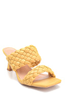 Women's Knitted Detailed Heeled Slippers | Derimod Women's Knitted Detailed Heeled Slippers | Derimod