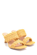 Women's Knitted Detailed Heeled Slippers | Derimod Women's Knitted Detailed Heeled Slippers | Derimod