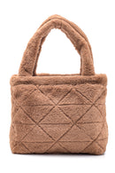Women's Camel Plush Handbag | Derimod Women's Camel Plush Handbag | Derimod