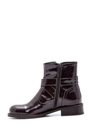 Women's Buckle Detailed Patent Leather Boots | Derimod Women's Buckle Detailed Patent Leather Boots | Derimod