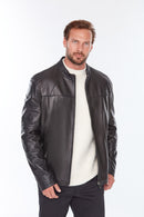 Neymar(Plus) Men's Black Leather Jacket | Derimod Neymar(Plus) Men's Black Leather Jacket | Derimod