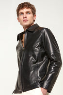 Salah Men's Leather Jacket | Derimod Salah Men's Leather Jacket | Derimod