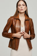 Kristine Women's Leather Jacket | Derimod Kristine Women's Leather Jacket | Derimod