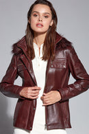 Edite Women's Leather Jacket | Derimod Edite Women's Leather Jacket | Derimod
