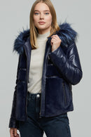 Wendy Hooded Leather Coat | Derimod Wendy Hooded Leather Coat | Derimod