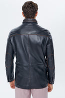 Harvey Men's Black Leather Coat | Derimod Harvey Men's Black Leather Coat | Derimod