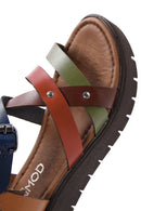 Women's Multicolored Thick-Soled Leather Bodrum Sandals | Derimod Women's Multicolored Thick-Soled Leather Bodrum Sandals | Derimod