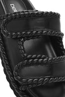 Women's Black Strappy Slippers | Derimod Women's Black Strappy Slippers | Derimod