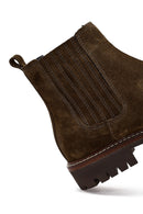 Women's Khaki Suede Leather Chelsea Boot | Derimod Women's Khaki Suede Leather Chelsea Boot | Derimod