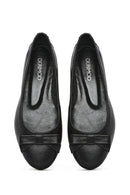 Women's Black Bowknot Leather Ballerinas | Derimod Women's Black Bowknot Leather Ballerinas | Derimod
