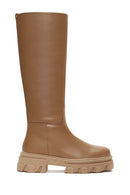Women's Brown Leather Thick Soled Boots | Derimod Women's Brown Leather Thick Soled Boots | Derimod